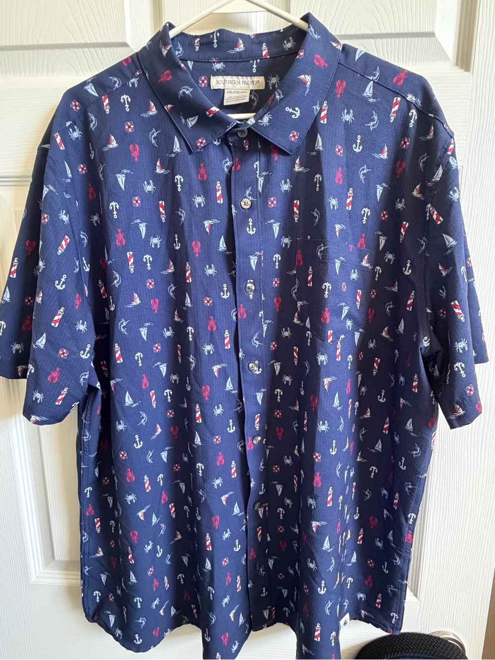 Southern Proper Men’s Navy Nautical Print Button-Up Shirt-Size XXL-NWOT